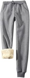 Flygo Womens Sherpa Lined Athletic Sweatpants Winter Active Joggers Fleece Pants(Light Grey-M)