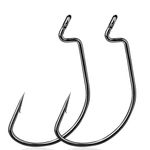 9KM DWLIFE EWG Fishing Hooks 25Pcs Offset Worm Hook Texas Carolina Rig Hooks/Black/Wide Gap for Soft Plastic Baits Freshwater Saltwater(Size 8#)