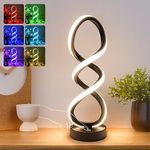 MAYNA Modern Table Lamp, 7 Colors 10 Light Modes Spiral Design Table Lamp, Touch Dimmable Nightstand Lamp, Unique Bedside Lamp for Living Room, Bedroom, Cool Lamps for Ideal Gift, Black