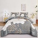 ANGIYUIN Gray Floral King Size Comf