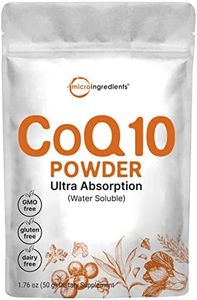 Micro Ingredients Water Soluble COQ10 Supplement (COQ10 200mg Per Serving in Powder Form), 50 Grams (8 Months Supply), Extra Absorption, Supports Heart and Energy Health, Vegan Friendly
