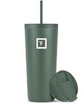 IRON °FLASK Classic Tumbler 2.0-2 Lids, Vacuum Insulated Stainless Steel Bottle, Modern Double Walled, Drinking cup, Simple Thermo Travel Mug, Hydro Water Metal Canteen - Sage, 24 Oz
