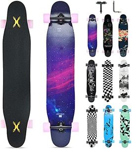 Opurtdor Longboard Adulte Skateboard Complètes,117x23 cm,Planche de Skate avec Roues LED Clignotantes,8 Couches de Bois D'érable Pont,Longboard Dancing Cruiser pour Adolescents, Débutants,Enfants