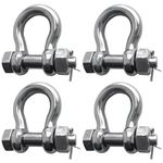 YANYUCB Bow Anchor D Shackle Stainless Steel 316 Dee Ring Forged Bolt Type Shackle Marine Hardware (5/16 inch 4 Pack)