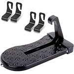 KOMUNJ Foldable Car Door Pedal Car Pedal Door Step Car Pedal Aluminium Alloy with Safety Hammer and 4 Plastic Hooks Car Door Step for Car Roof for SUV / RV (Black)