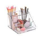 Ettori Makeup Organiser Tray,Vanity Cosmetic Organiser with 6-Compartment,High Clear Acrylic Countertop Storage for Cosmetic,Jewelry, Skincare,Stationery.
