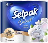 SELPAK Deluxe Toilet Paper Cotton Enriched Tissue Roll 3ply 4 rolls/pack