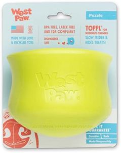 WEST PAW Zogoflex Toppl Treat Dispensing Dog Toy Puzzle – Interactive Chew Toys for Dogs – Dog Toy for Moderate Chewers, Fetch, Catch – Holds Kibble, Treats, X-Large, Granny Smith