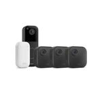 Blink Outdoor 4 Cameras + £0 Video Doorbell (Black) | Smart Security Camera & Doorbell Bundle | Wireless HD, two-year battery life, enhanced motion detection | Sync Module Core incl. | IP65