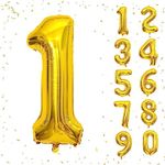 40 Inch Gold Number Balloons, Heliu