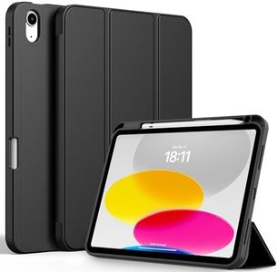 CACOE Hülle für iPad (A16) 11. Generation 2025 11 Zoll, iPad 10. Generation 2022 10,9 Zoll mit Stifthalter, Dünn Ständer Schutzhüllen mit Weicher TPU-Rückseite, Auto Sleep/Wake - Schwarz