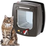 Ferplast Swing Microchip Universal Cat Flap for Dogs and Cats - 4 Closing Modes - Wind-Stopper System - Closing Shock Absorber - Magnetic Anti-Oscillation - Direction Indicator - Brown