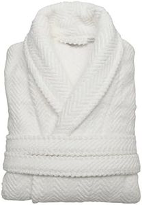 Linum Home Textiles WT50-00-LX 100% Turkish Cotton Waffle Terry Bathrobe, Herringbone, White, S/M