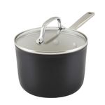 KitchenAid Hard Anodized Ceramic Nonstick Cookware Sauce Pan with Lid, 3 Quart, Matte Black