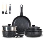 JEETEE Pots and Pan Set Nonstick 24pcs, Cookware Set with Detachable Handle, Kitchen Induction Cookware Set Non Stick with Removable Handle, RV Camping Pots and Pans, Oven Safe, PFOA Free, Black