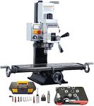 INTSUPERMAI Milling Drilling Machine7"X27" Benchtop Mini Mill Drill Machine 1300W R8 Spindle Taper Set with Axis X Power Feed and Three - axis Grating Ruler 20-2250rpm Variable Speed 110V