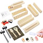 AYAOQIANG Sushi Making Kit,15 Pieces Plastic Sushi Maker Tool with 9 Different Shapes of Sushi Rice Roll Mold Shapes,Fork Spatula,Chopsticks,Chopsticks Holders,DIY Home Sushi Tools