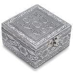 Love You More Silver Color Metal Jewelry Keepsake Decorative Box