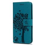 Huawei P20 Lite Case, Premium PU Leather Flip Notebook Wallet Case Embossed Cat Butterfly with Magnetic Stand Card Holder ID Slot Folio Soft Protective Skin Case Cover for Huawei P20 Lite Blue