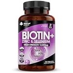 Biotin Hair Growth Vitamins 12,000mcg 180 Biotin Tablets Enriched with Zinc & Selenium – Hair Skin & Nails Vitamins for Women and Men High Strength Hair Vitamins Complex -UK Made by New Leaf