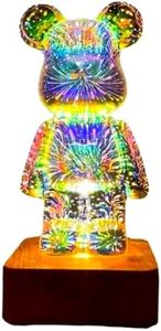 Brabola Twinkle Bear Lamp, 3D Bear Fireworks Lamp LED Bear Light Changing Color Night Light Cute Table lamp Decorative Nightstand Projection Lamp for Kids Room, Home, Office, Nursery (Large Bear)