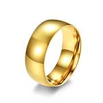 Hoisy Mens Titanium Ring, Cool Rings Boys Wedding Engagement Band Mirror Bright Gold Size Z 1/2