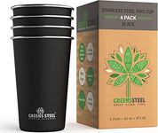 Stainless Steel Cup - Black, 475ml /16oz | Single Wall Stacking & Reusable Drinking Set| Anti Scratch, Non Slip, Non Fade & BPA Plastic Free | for Travel & Camping