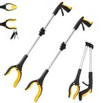 2-Pack 32" heavy duty FDA registered GrabRunner Reacher Grabber with Strong Magnetic Heavy Lifting 5LBS (New Yellow)