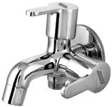 JAGGER JAG707 Full Brass 2 in 1 Bib Cock Taps for Bathroom with Foam Flow Chrome Plated Used for Washing Machine and Toilet Faucet with Wall Flange and Teflon Tape (Mark)