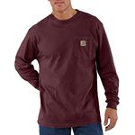 Carhartt Men's Loose Fit Heavyweight Long-Sleeve Pocket T-Shirt, Port, Medium