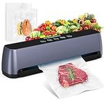 MoKo Vacuum Sealer Machine, 20Pcs Seal Bags Starter Kitm Full Automatic Air Sealing System for Food Sealer,85kpa Food Vacuum Sealer, LED Touch Food Sealer with Dry and Moist Food Modes, Compact Design