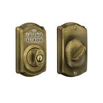 Schlage BE365 CAM 609 Camelot Keypad Deadbolt, Electronic Keyless Entry Lock, Antique Brass