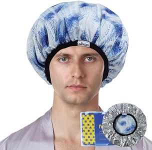 Years calm Shower Cap for Men, Waterproof & Heat-Retaining Hair Treatment Cap – Reusable Men’s Shower Cap with Foil Lining, Elastic Band, for Steam Care, Hair Mask & Oil Conditioning
