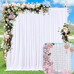 10ft x 10ft White Backdrop Curtain for Parties Wedding White Wrinkle Free Backdrop Drapes Panels for Baby Shower Gender Reveal Birthday Photo Photography Polyester Fabric Background Decoration