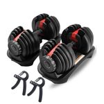 Adjustable Dumbbells with free Hand Grip by IMFit 5lb-52.5lb | Haltères à poids ajustables | Adjustable Weights Dumbbell Set 5-50lbs | Adjustable Dumbbells Pair for Weight Training | Weight Adjusts from 5 to 52.5 lbs, 15 | Dumbell Set for Fitness and Home Gym | Poids Ajustable | Adjustable Dumbbell for Strength Training | Haltere Ajustable Alteres Poids