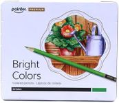 Pointer Premium Bright Colors Colored Pencils, 24 Vibrant Pre-Sharpened Pencils in Metal Tin Case – Smooth Coloring for School, Art, Drawing & Adult Coloring Books