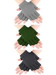 SATINIOR 3 Pairs Women Fingerless Gloves Winter Half Finger Knit Gloves for Women Men (Dark Grey, Light Grey, Army Green)