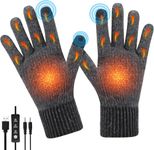 Auniq USB Heated Gloves, Unisex Heating Mittens Full Finger Knitting Mittens Adjustable Temperature Laptop Thermal Gloves Screen Touch Heating Warm Gloves Hand Warmer Winter Gift for Indoor Outdoor