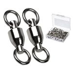 AMYSPORTS Barrel Ball Bearing Swivel Saltwater Stainless Rolling Fishing Swivel Steel High Strength Fishing Swivels Connector Solid Welded Rings Black Nickel 25pcs 31lbs