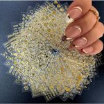 THR3E STROKES 30 Sheets Gold Nail Art Stickers 3D Self-Adhesive Nail Decals Gold Line Star Nail Stickers for Acrylic Nails Gold Leaf Diamond Nail Supplies for Women