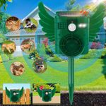 Outdoor Solar Cat Repeller, Garden Cat Deterrent, Ultrasonic Animal Repellent Fox Repeller With Motion Sensor& Flash Light, Fox Deterrent Squirrel Deterrent IP66 Waterproof for Dogs Rabbits Raccoons