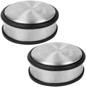 Belle Vous Pack de 2 Topes para Puertas Decorativos Acero Inoxidable Cromado - 10,5 cm - Tope Puertas Suelo 1,2 kg - Pesado y Antideslizante - Aro Goma Protectora - Puerta en Casa, Escuela u Oficina