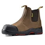 Men&Women Chelsea Work Boots Steel Toe Safety Boots Cow Leather Waterproof Lightweight Working Shoes