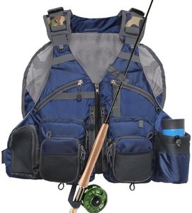 Kylebooker Fly Fishing Vest Pack Adjustable for Men and Women(Blue)