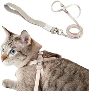 BuddyArmor Cat Harness and Leash 2-in-1, Escape Proof Anti-Chocking Harness Adjustable Lighweight Leash for Walking Outoor Training for Kitten Small Large Cats Puppy, US IDA Bronze Award (Linen)