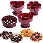 4Pack DIY Donut Mold Plastic Bakery Doughnut Cake Maker Mold Biscuit Stamp Cake Mould Desserts Bread Cutter Maker Mold Kitchen Baking Tool Brown