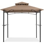 COOSHADE 8'x 5' Grill Gazebo Double Tiered Outdoor BBQ Gazebo Canopy with LED Light (Khaki)