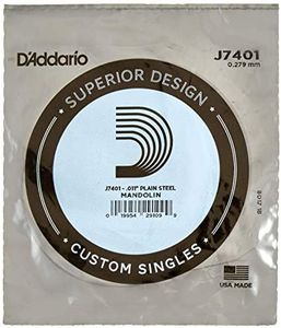 D'Addario J7401Plain Steel Mandolin Single String, First String, 011