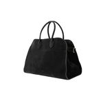 Soft Suede Satchels Bags for Women, Fashion Vintage Top-Handle Tote Bags,Large Capacity Casual Hobo Bag(Black Suede,Large)