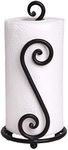 Fancy Paper Towel Holder Stand | Black Stylish Wrought Iron | Classic Decorative Countertop Authentic Rod Metal Hand Forged Stand Up Holder | Handmade Crafted by RTZEN-Décor